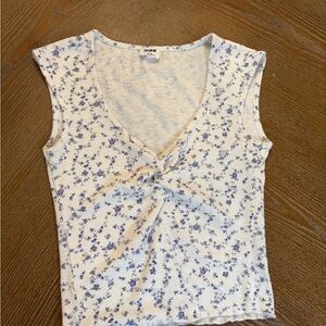 Cotton:on White and Blue Floral Tank Top